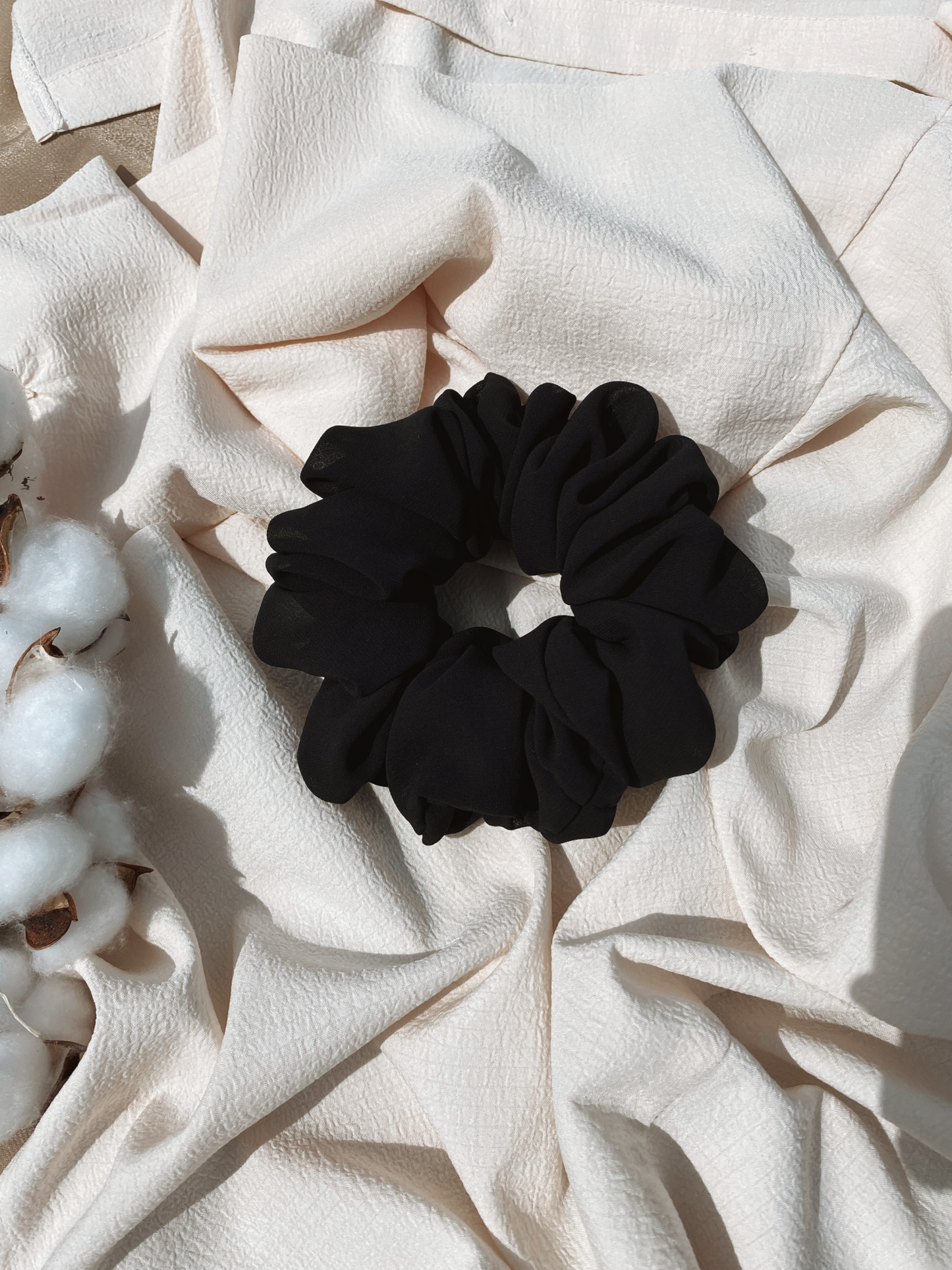 XL Black Chiffon Scrunchie