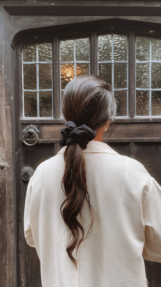 XL Black Chiffon Scrunchie